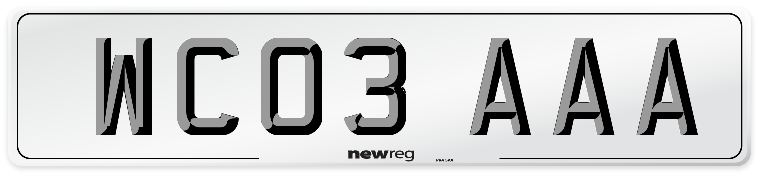 WC03 AAA Number Plate from New Reg